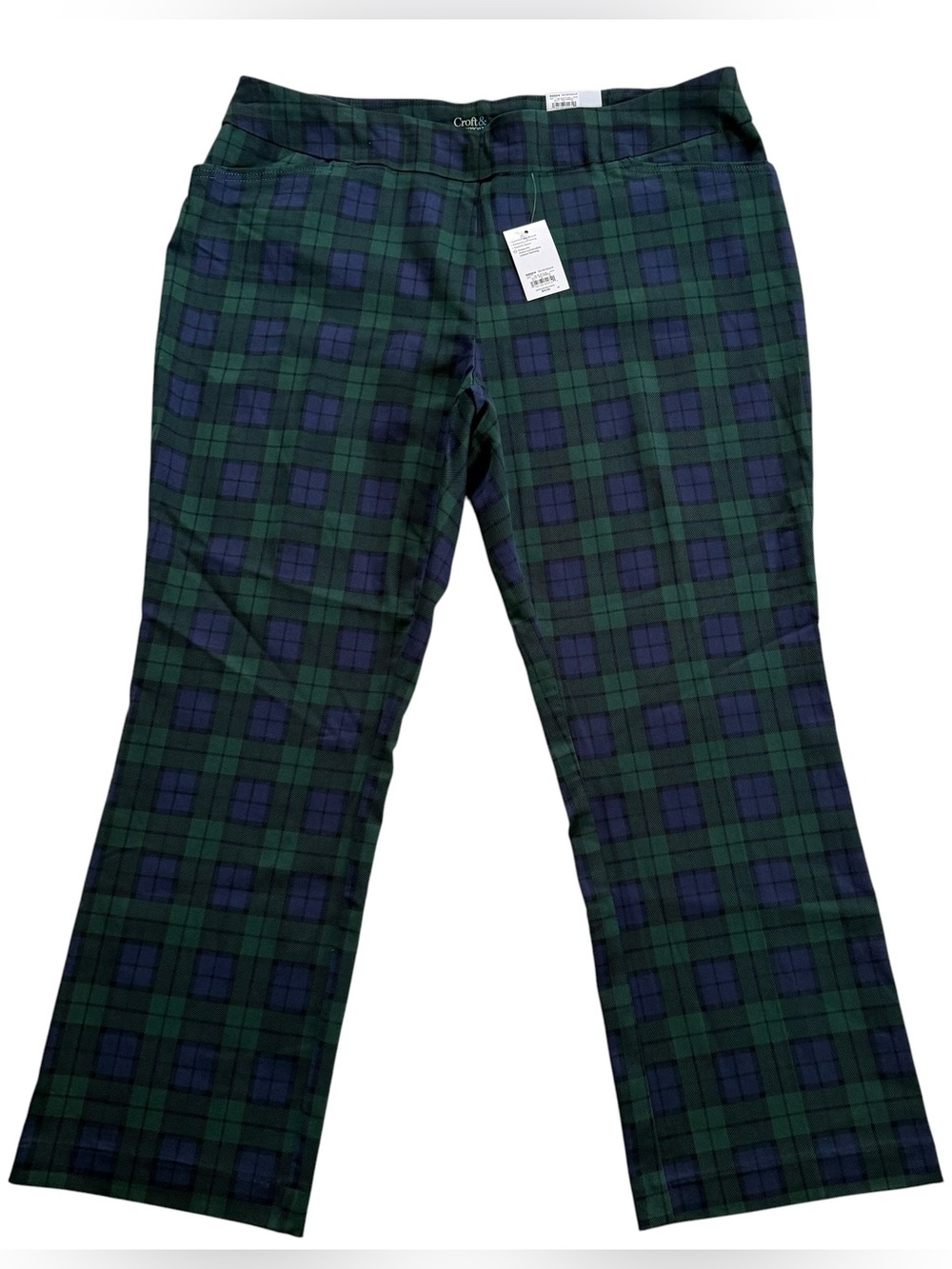 NWT Croft & Barrow Womens 22W Plaid Bootcut Mid Rise The Effortless Stretch Pant